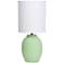 Simple Designs 12.5" Chic Glow Mini Jar Table Lamp w Fbc Shade, Sage Green