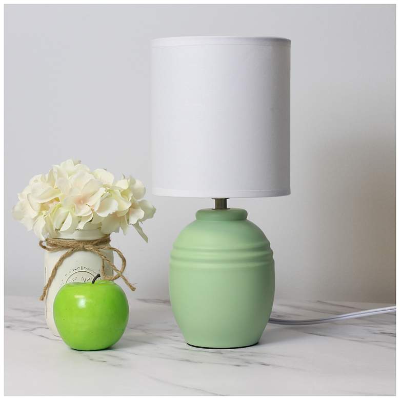 Image 1 Simple Designs 12.5" Chic Glow Mini Jar Table Lamp w Fbc Shade, Sage Green