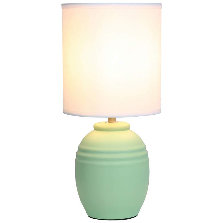 Image 4 Simple Designs 12.5" Chic Glow Mini Jar Table Lamp w Fbc Shade, Sage Green more views