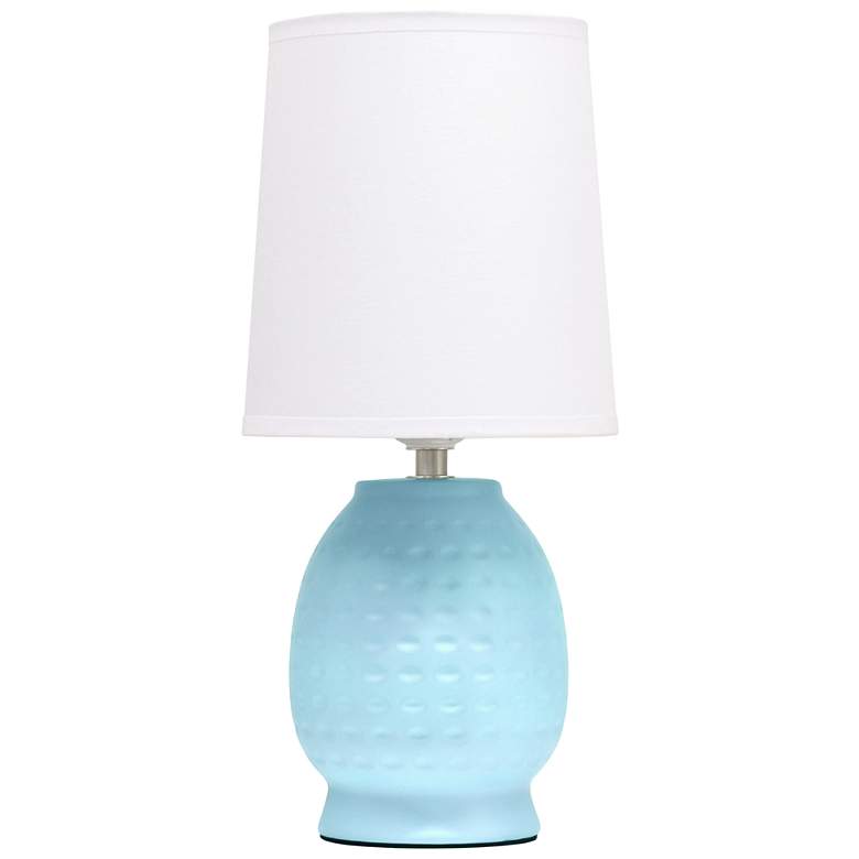 Image 2 Simple Designs 12.5" Chic Glow Petite Dimpled Ceramic Table Lamp, Baby Blue