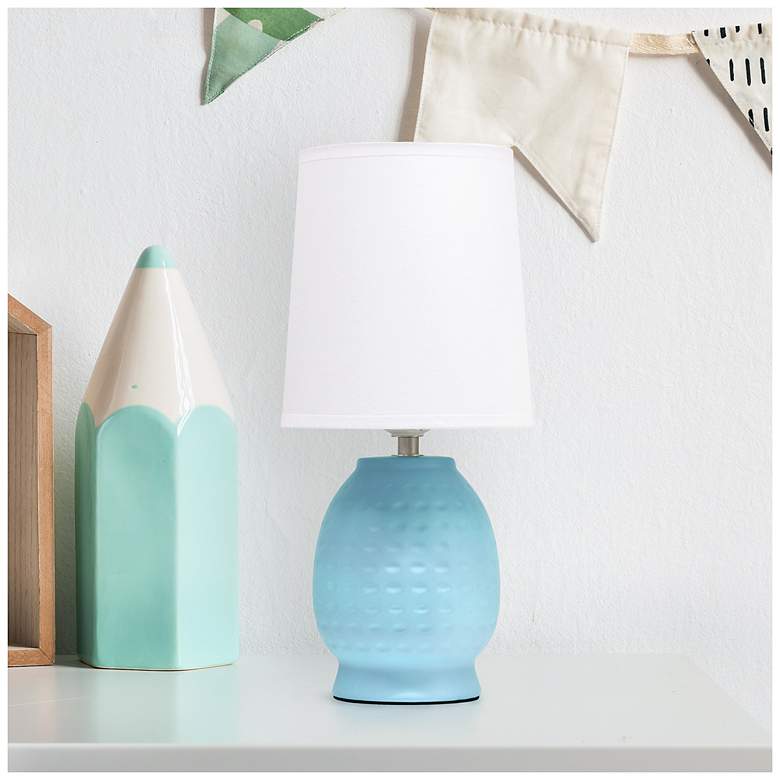 Image 1 Simple Designs 12.5" Chic Glow Petite Dimpled Ceramic Table Lamp, Baby Blue