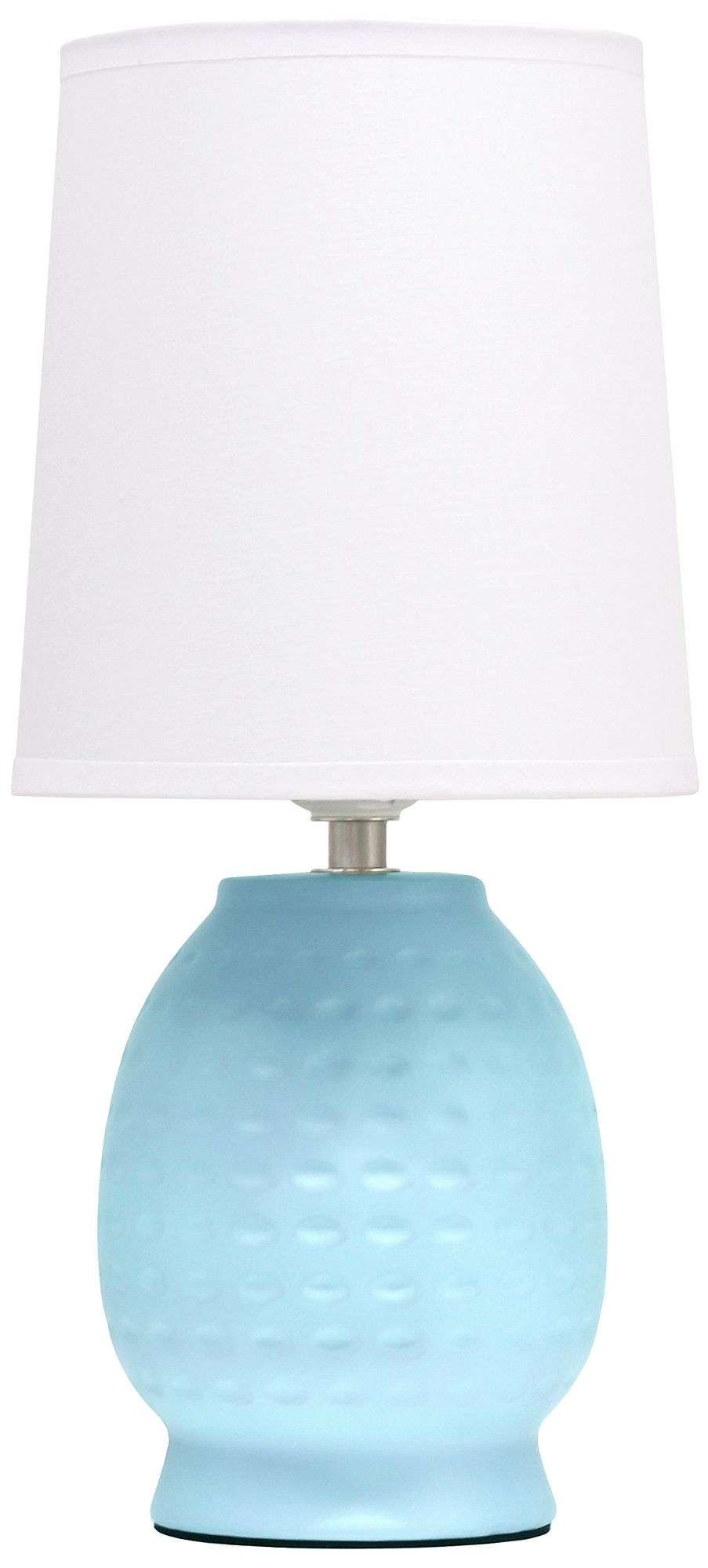 Image 3 Simple Designs 12.5" Chic Glow Petite Dimpled Ceramic Table Lamp, Baby Blue more views