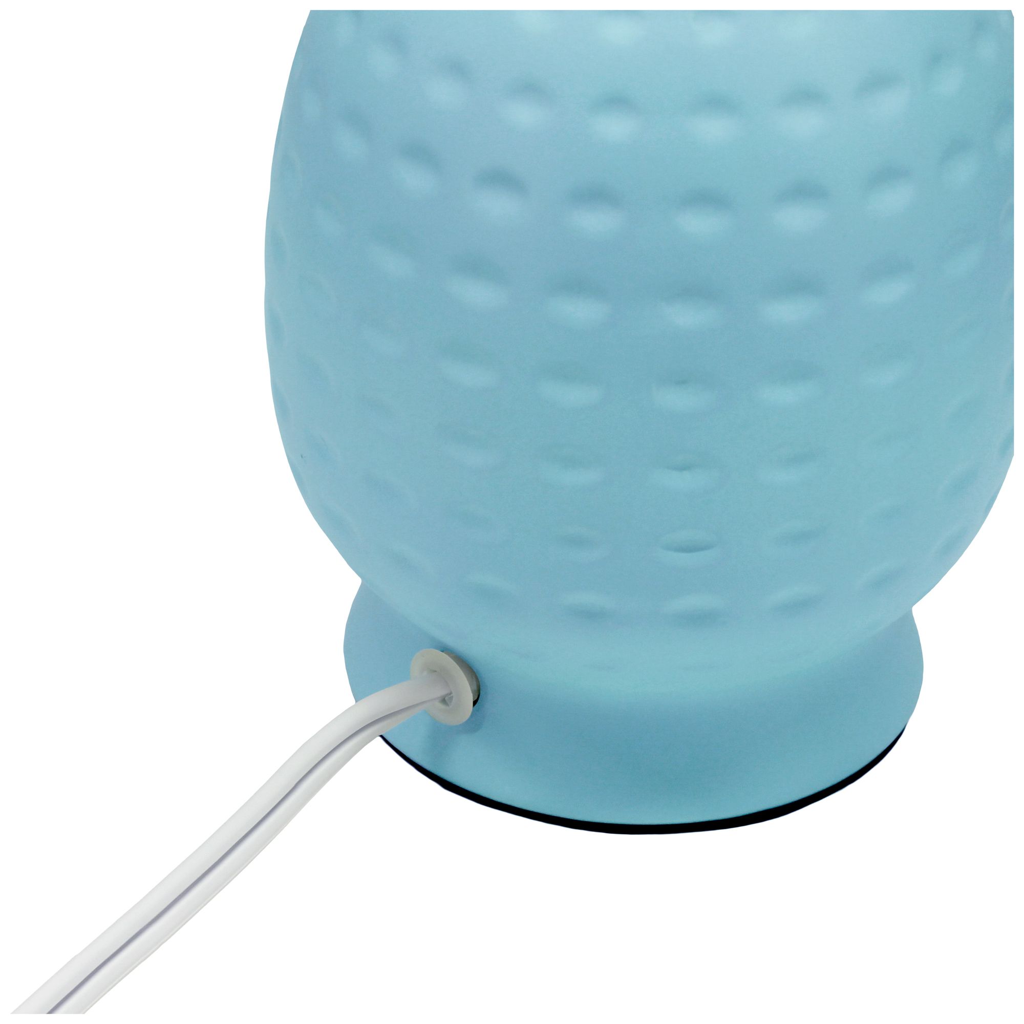 Simple Designs 12.5" Chic Glow Petite Dimpled Ceramic Table Lamp, Baby Blue