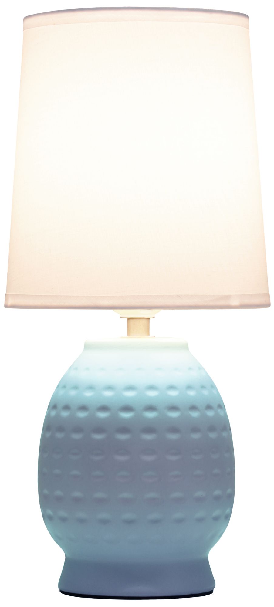 Image 4 Simple Designs 12.5" Chic Glow Petite Dimpled Ceramic Table Lamp, Baby Blue more views