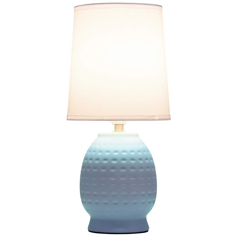 Image 4 Simple Designs 12.5" Chic Glow Petite Dimpled Ceramic Table Lamp, Baby Blue more views