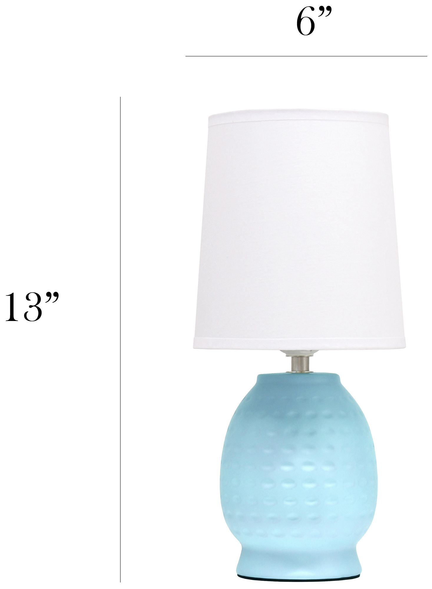 Simple Designs 12.5" Chic Glow Petite Dimpled Ceramic Table Lamp, Baby Blue