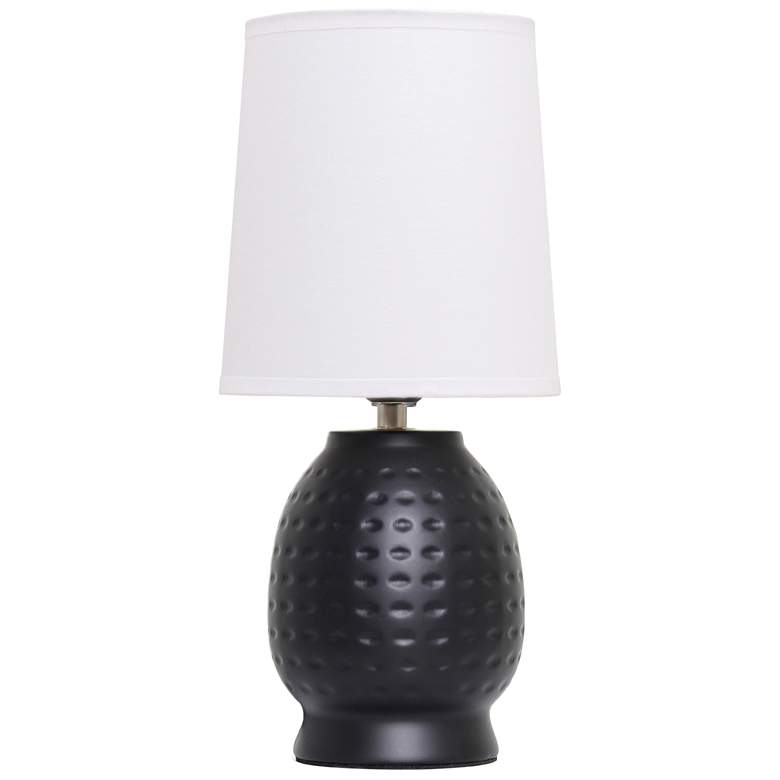 Image 2 Simple Designs 12.5" Chic Glow Petite Dimpled Ceramic Table Lamp, Black