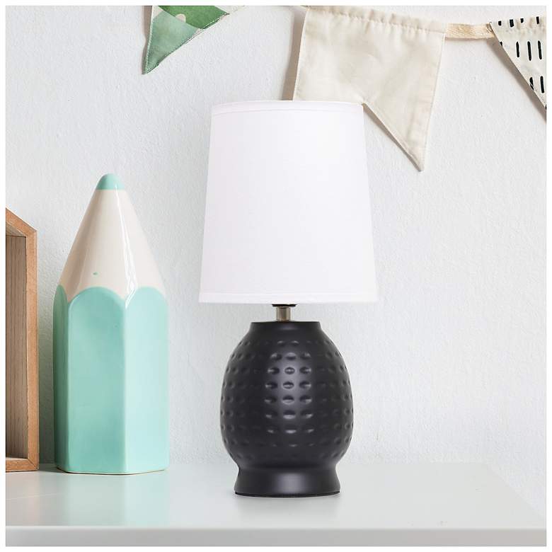 Image 1 Simple Designs 12.5" Chic Glow Petite Dimpled Ceramic Table Lamp, Black