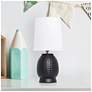 1_Simple Designs 12.5" Chic Glow Petite Dimpled Ceramic Table Lamp, Black