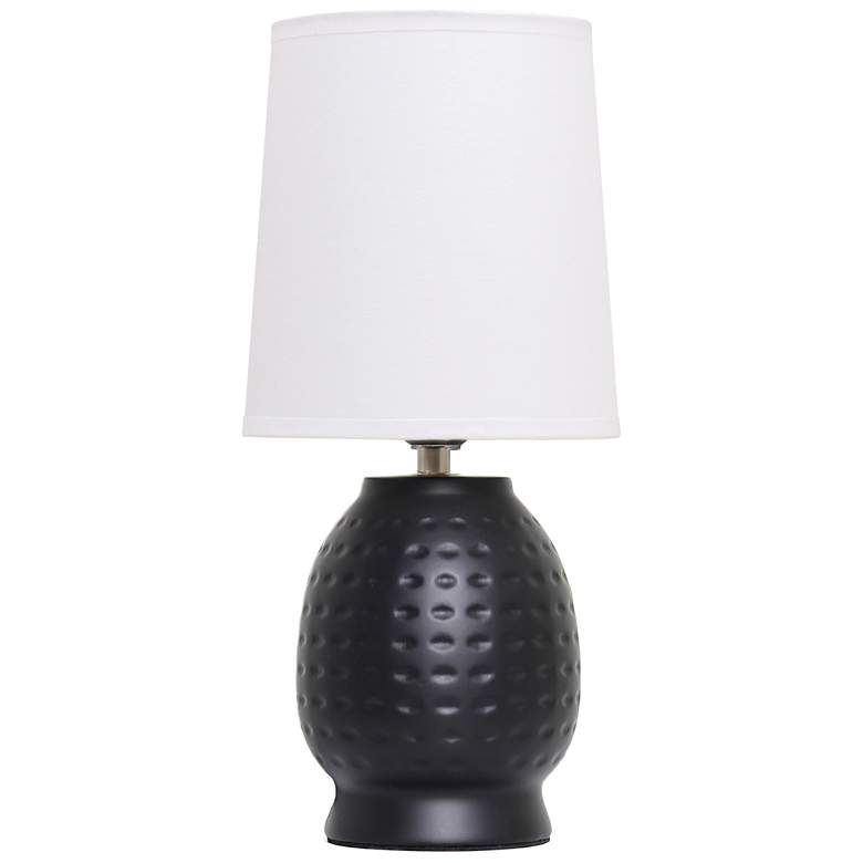 Image 3 Simple Designs 12.5" Chic Glow Petite Dimpled Ceramic Table Lamp, Black more views