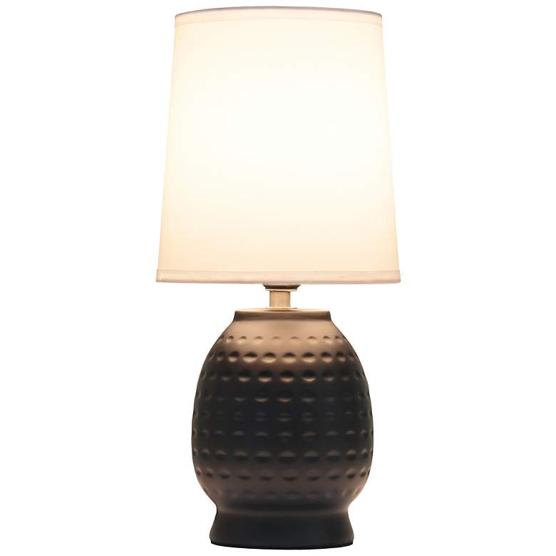 Image 4 Simple Designs 12.5" Chic Glow Petite Dimpled Ceramic Table Lamp, Black more views
