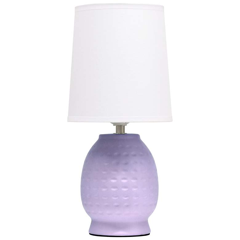 Image 2 Simple Designs 12.5" Chic Glow Petite Dimpled Ceramic Table Lamp, Lavender