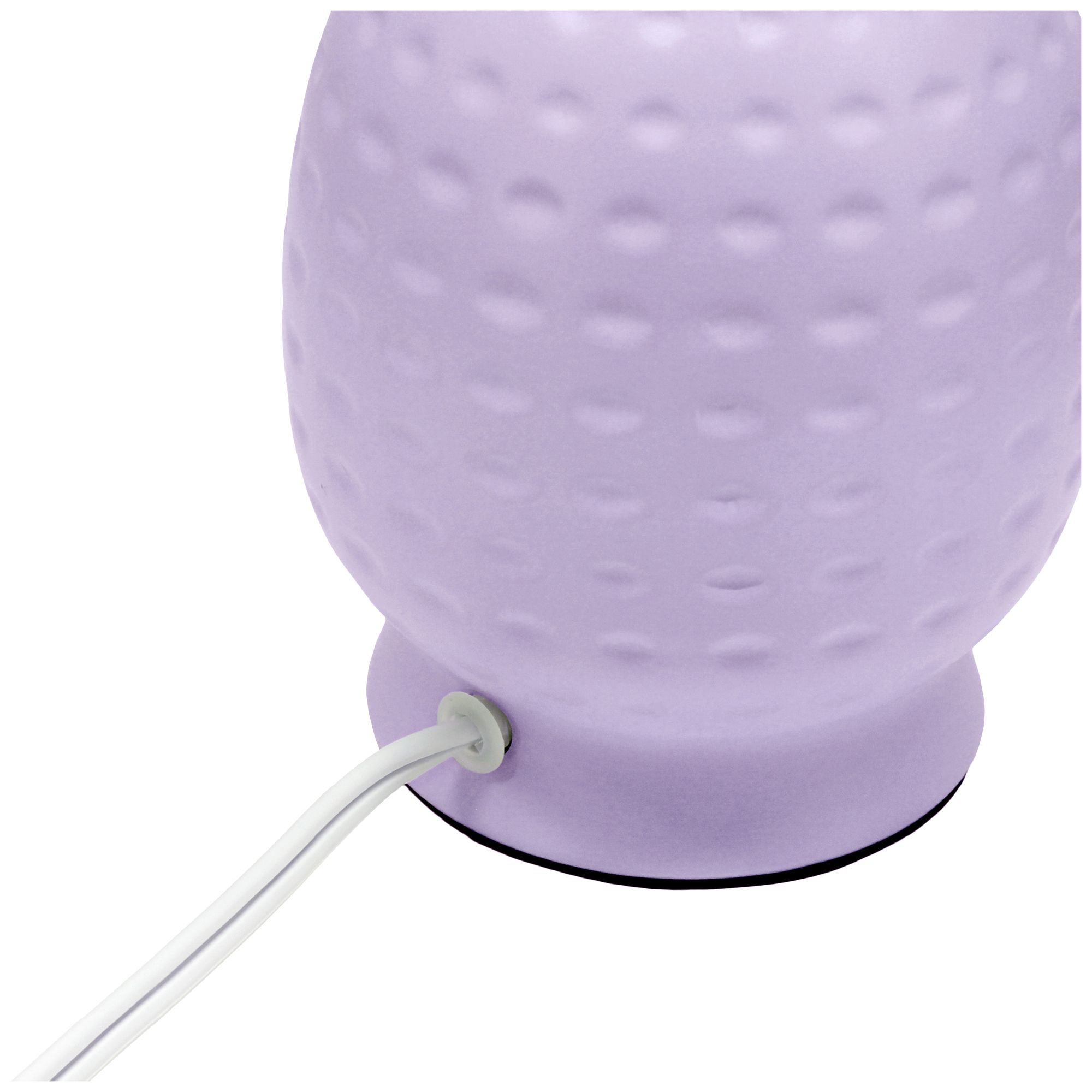 Simple Designs 12.5" Chic Glow Petite Dimpled Ceramic Table Lamp, Lavender