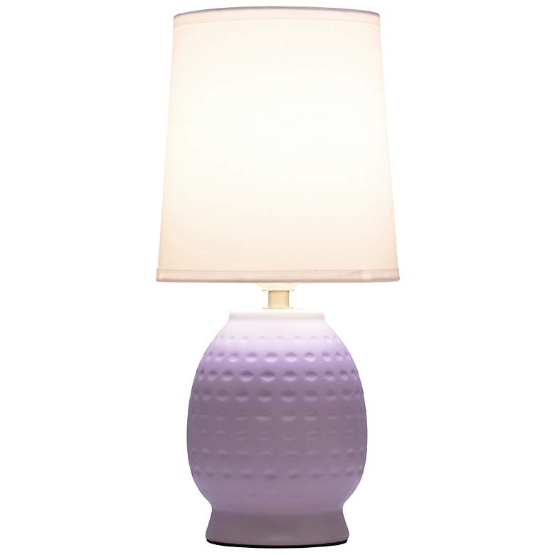 Image 4 Simple Designs 12.5" Chic Glow Petite Dimpled Ceramic Table Lamp, Lavender more views