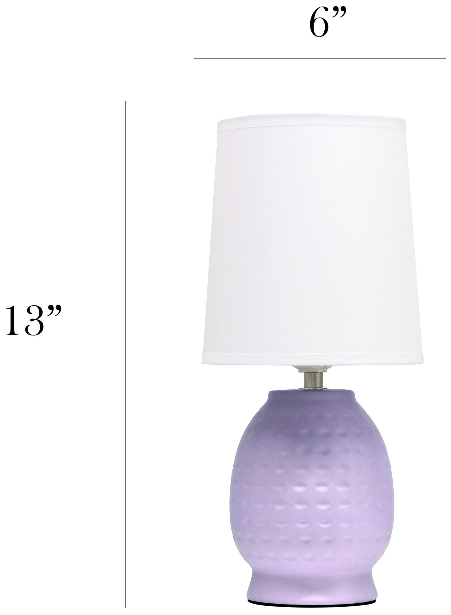 Simple Designs 12.5" Chic Glow Petite Dimpled Ceramic Table Lamp, Lavender
