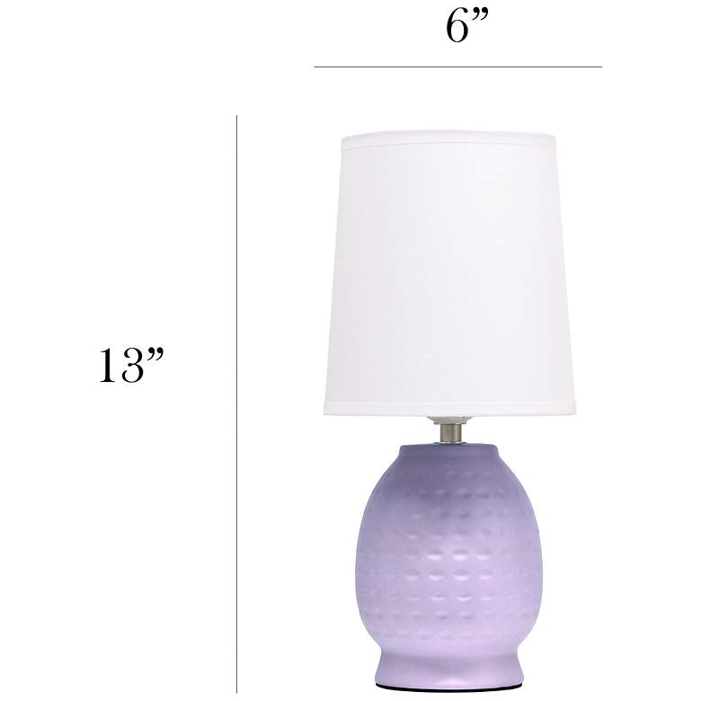 Image 5 Simple Designs 12.5" Chic Glow Petite Dimpled Ceramic Table Lamp, Lavender more views