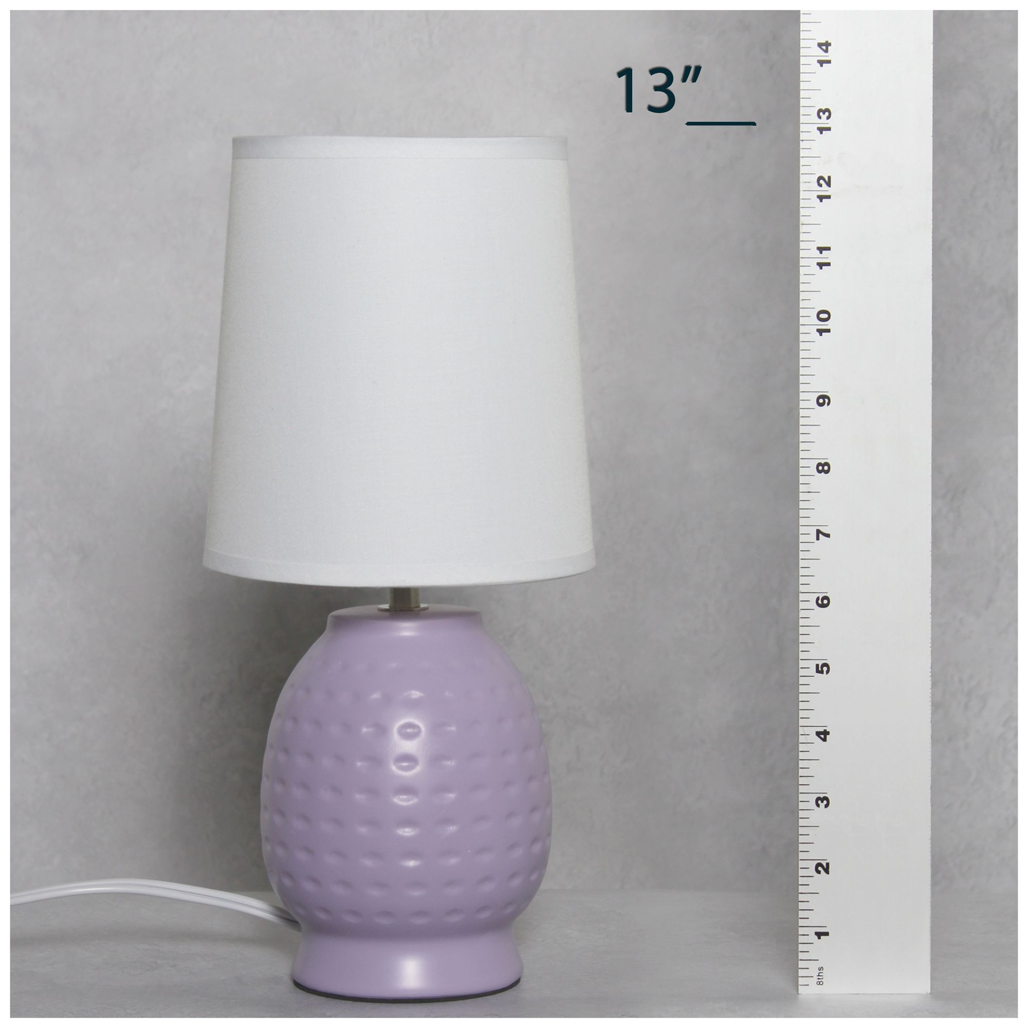 Simple Designs 12.5" Chic Glow Petite Dimpled Ceramic Table Lamp, Lavender