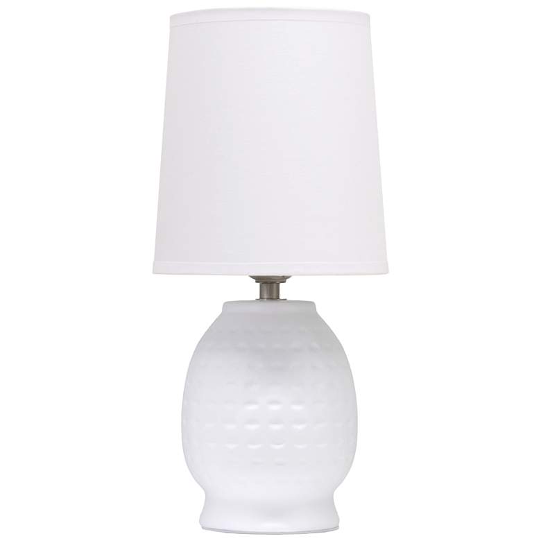 Image 2 Simple Designs 12.5" Chic Glow Petite Dimpled Ceramic Table Lamp, Off White