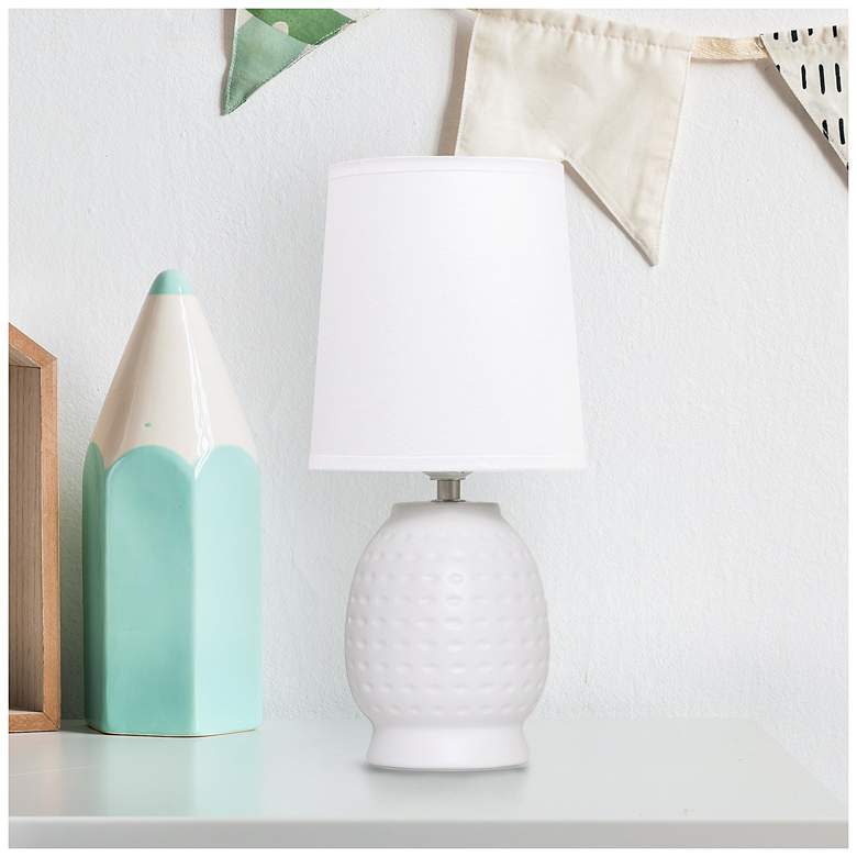 Image 1 Simple Designs 12.5" Chic Glow Petite Dimpled Ceramic Table Lamp, Off White