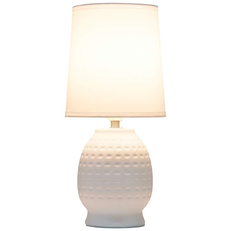 Image 4 Simple Designs 12.5" Chic Glow Petite Dimpled Ceramic Table Lamp, Off White more views
