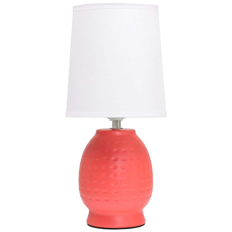 Image 2 Simple Designs 12.5" Chic Glow Petite Dimpled Ceramic Table Lamp, Orange
