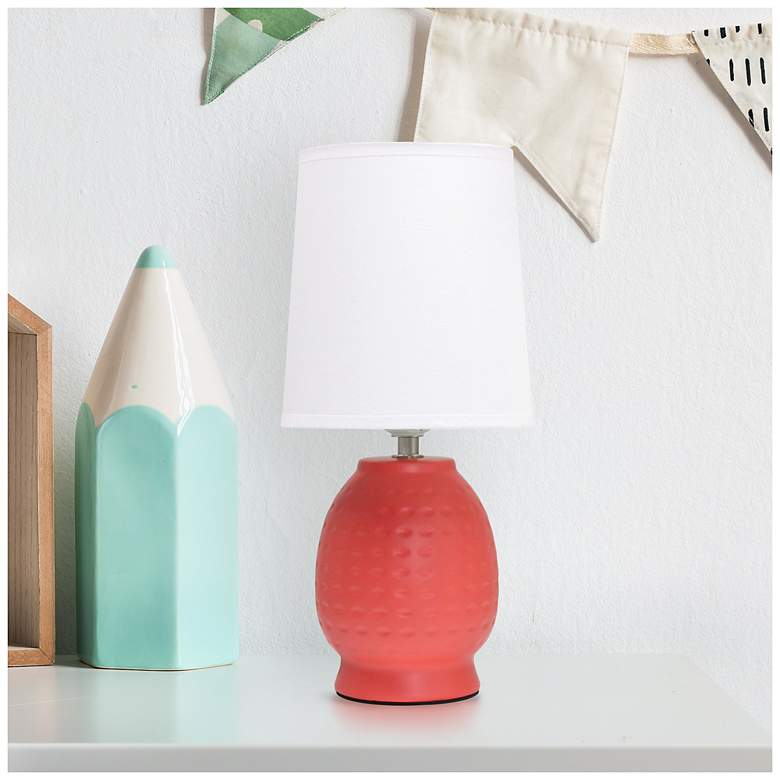 Image 1 Simple Designs 12.5" Chic Glow Petite Dimpled Ceramic Table Lamp, Orange