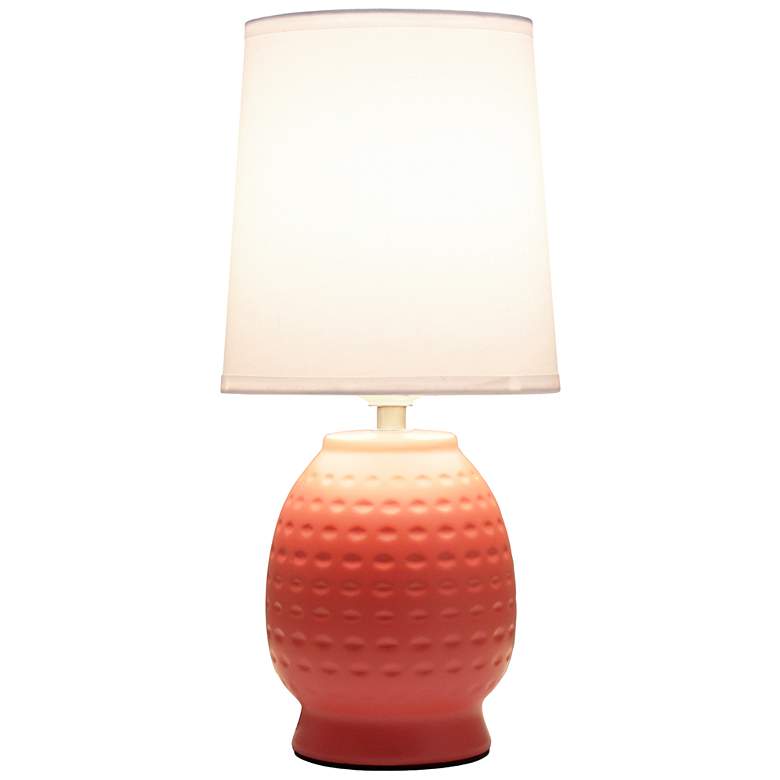 Image 4 Simple Designs 12.5" Chic Glow Petite Dimpled Ceramic Table Lamp, Orange more views