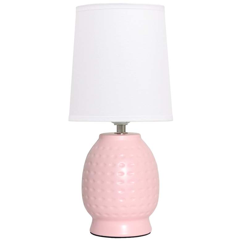 Image 2 Simple Designs 12.5" Chic Glow Petite Dimpled Ceramic Table Lamp, Pink