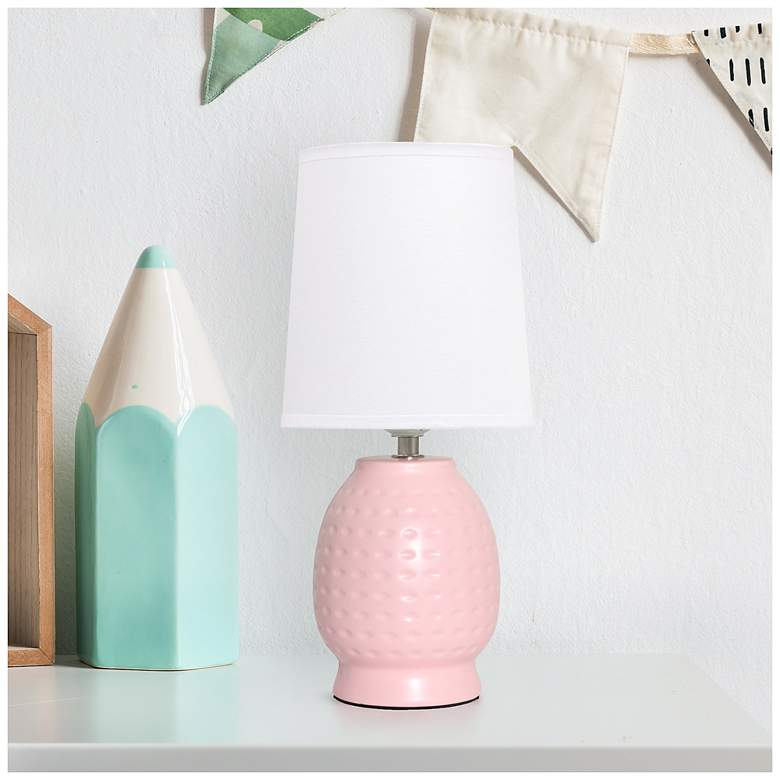 Image 1 Simple Designs 12.5" Chic Glow Petite Dimpled Ceramic Table Lamp, Pink