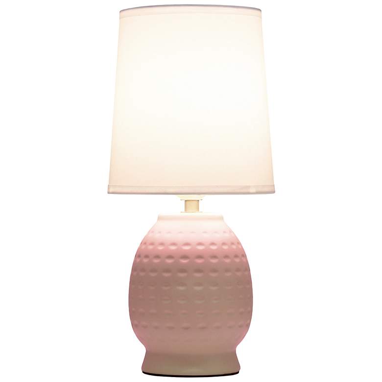 Image 4 Simple Designs 12.5" Chic Glow Petite Dimpled Ceramic Table Lamp, Pink more views