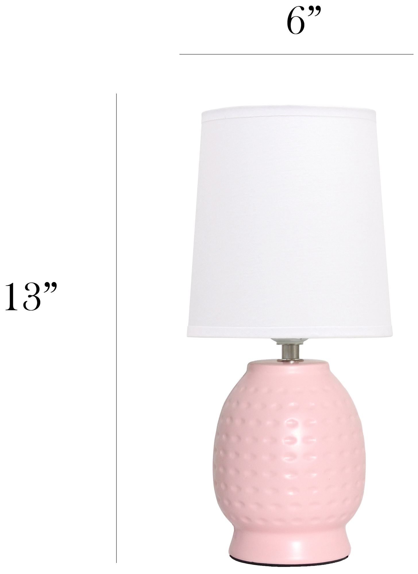 Simple Designs 12.5" Chic Glow Petite Dimpled Ceramic Table Lamp, Pink