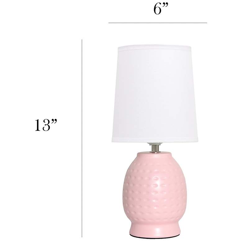 Image 5 Simple Designs 12.5" Chic Glow Petite Dimpled Ceramic Table Lamp, Pink more views