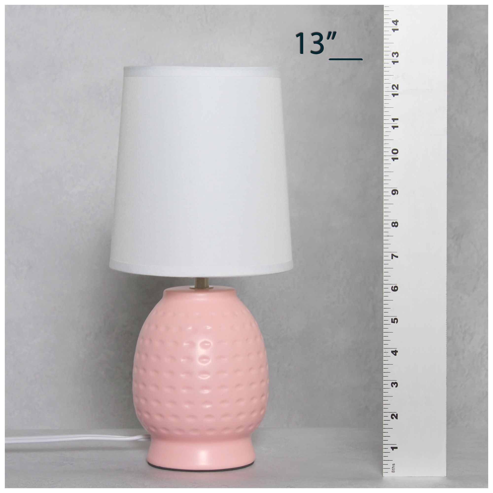 Simple Designs 12.5" Chic Glow Petite Dimpled Ceramic Table Lamp, Pink