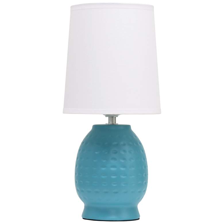 Image 2 Simple Designs 12.5" Chic Glow Petite Dimpled Ceramic Table Lamp, Teal