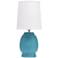 Simple Designs 12.5" Chic Glow Petite Dimpled Ceramic Table Lamp, Teal