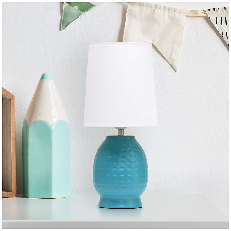 Image 1 Simple Designs 12.5" Chic Glow Petite Dimpled Ceramic Table Lamp, Teal
