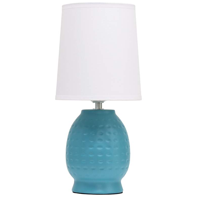 Image 3 Simple Designs 12.5" Chic Glow Petite Dimpled Ceramic Table Lamp, Teal more views
