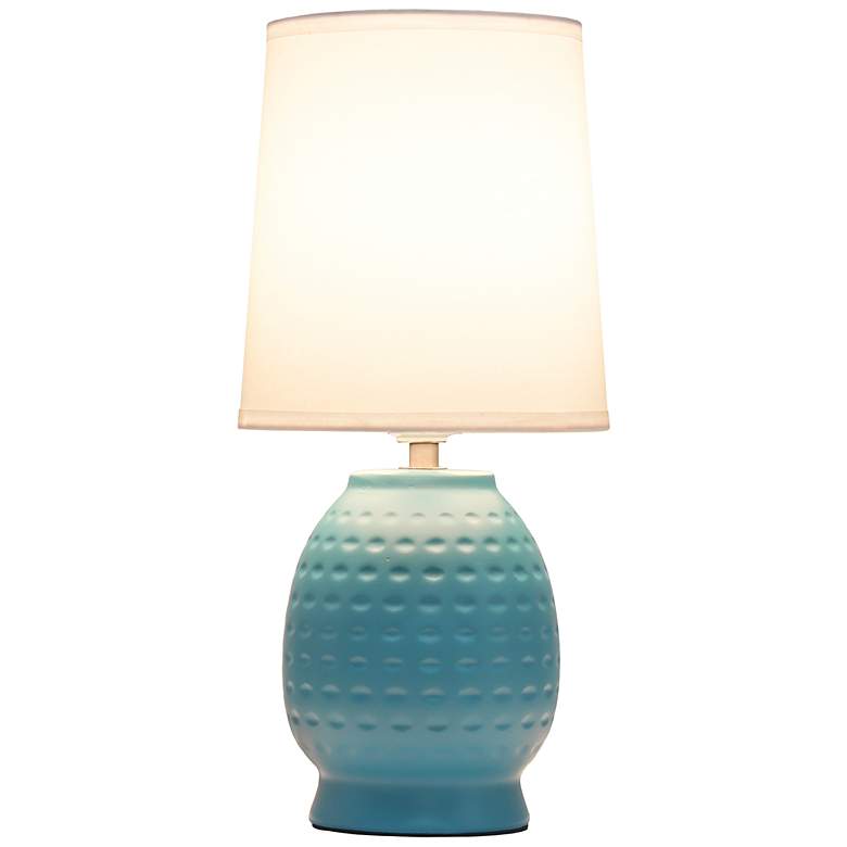 Image 4 Simple Designs 12.5" Chic Glow Petite Dimpled Ceramic Table Lamp, Teal more views