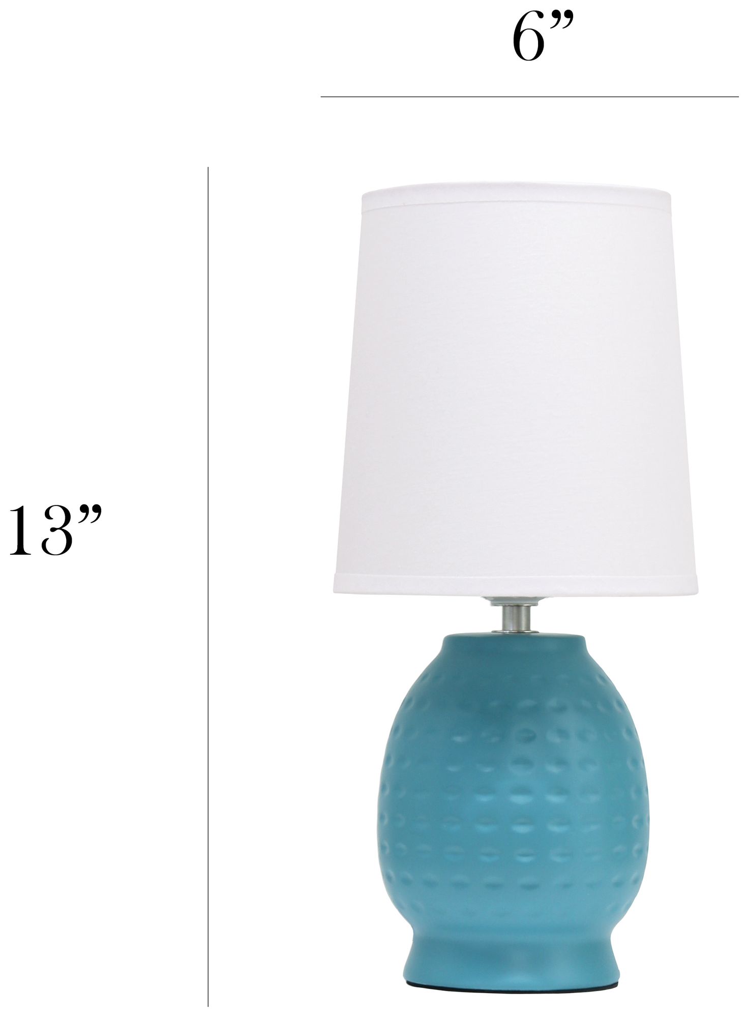 Simple Designs 12.5" Chic Glow Petite Dimpled Ceramic Table Lamp, Teal