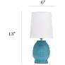5_Simple Designs 12.5" Chic Glow Petite Dimpled Ceramic Table Lamp, Teal more views