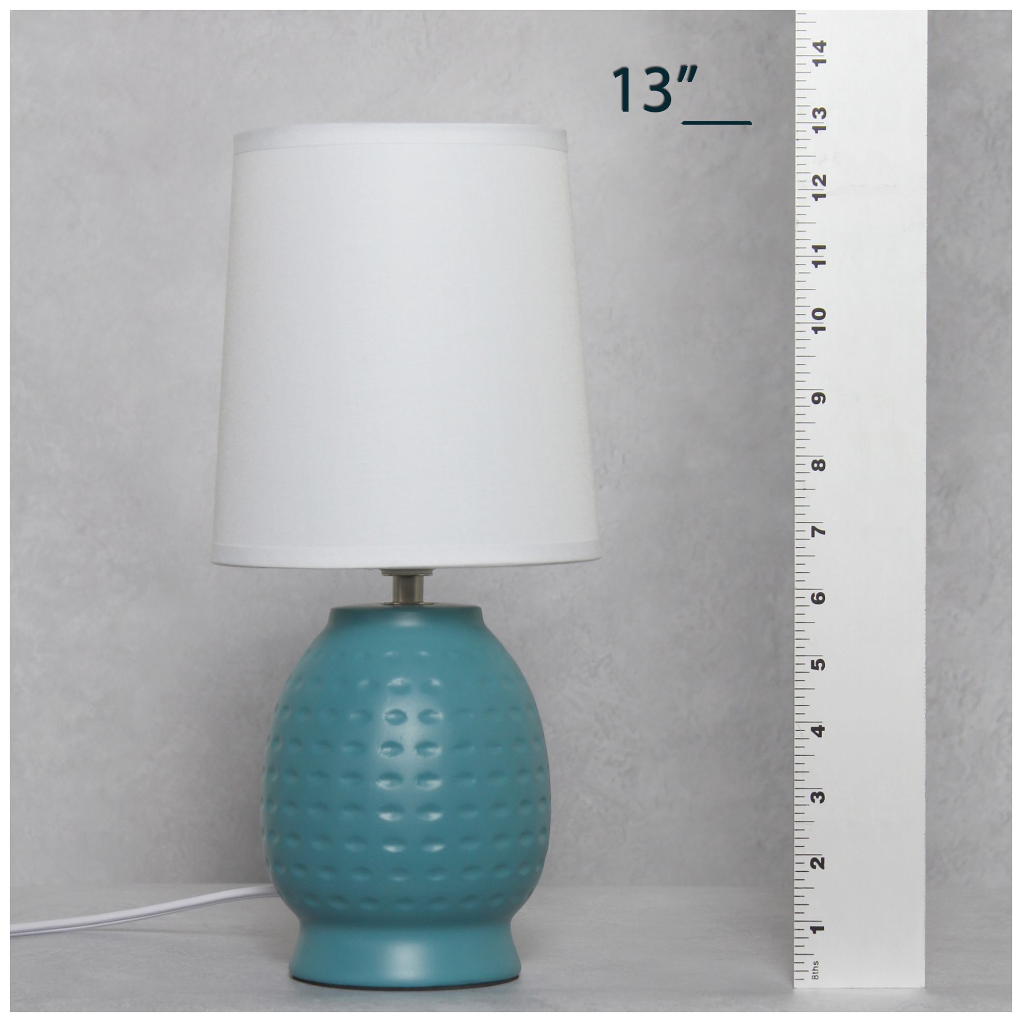 Simple Designs 12.5" Chic Glow Petite Dimpled Ceramic Table Lamp, Teal