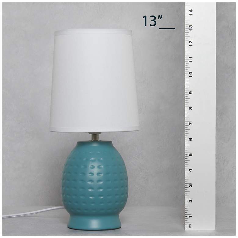 Image 7 Simple Designs 12.5" Chic Glow Petite Dimpled Ceramic Table Lamp, Teal more views