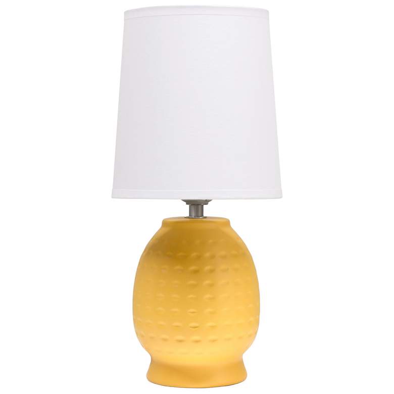 Image 2 Simple Designs 12.5" Chic Glow Petite Dimpled Ceramic Table Lamp, Yellow