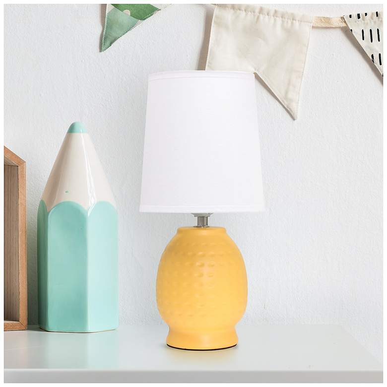 Image 1 Simple Designs 12.5" Chic Glow Petite Dimpled Ceramic Table Lamp, Yellow