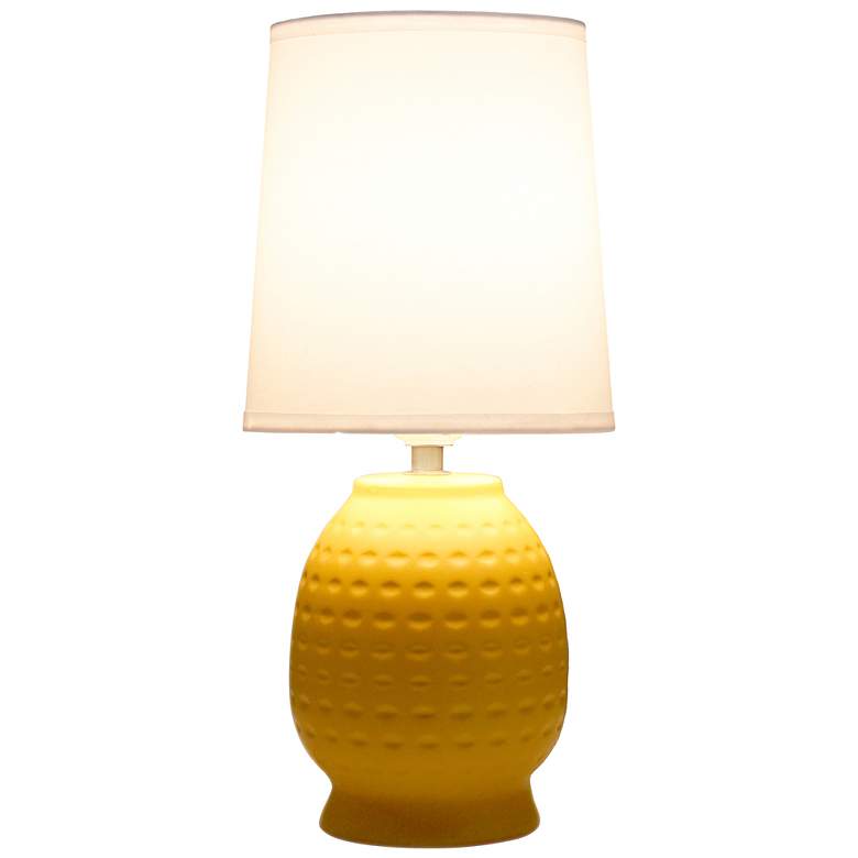 Image 4 Simple Designs 12.5" Chic Glow Petite Dimpled Ceramic Table Lamp, Yellow more views