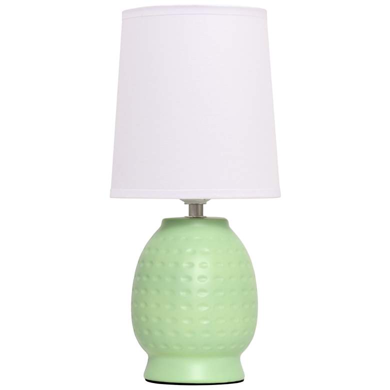 Image 2 Simple Designs 12.5" Chic Glow Petite Dimpled Ceramic Tble Lamp, Lime Green