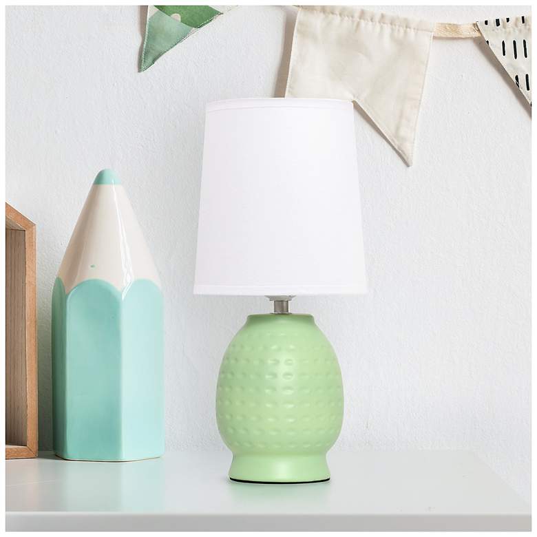 Image 1 Simple Designs 12.5" Chic Glow Petite Dimpled Ceramic Tble Lamp, Lime Green