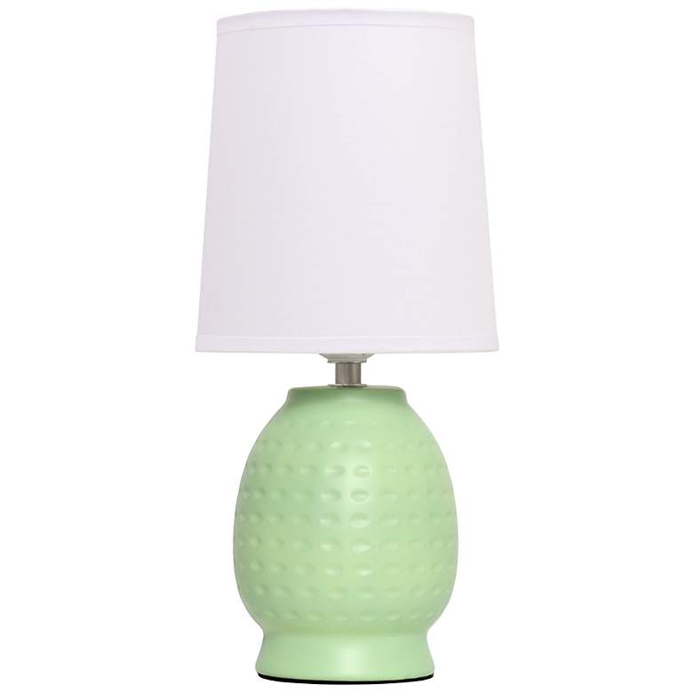 Image 3 Simple Designs 12.5" Chic Glow Petite Dimpled Ceramic Tble Lamp, Lime Green more views