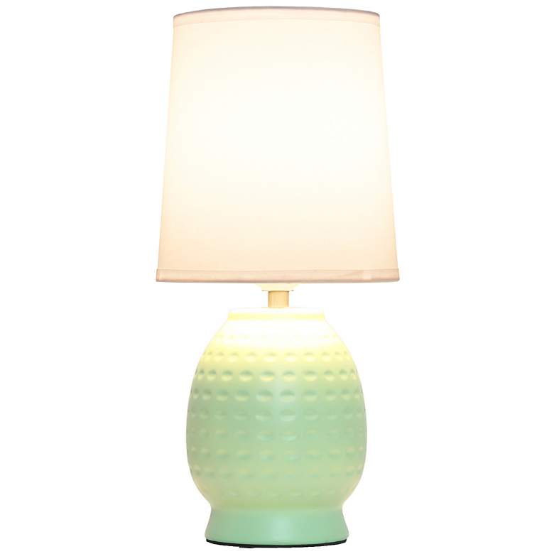 Image 4 Simple Designs 12.5" Chic Glow Petite Dimpled Ceramic Tble Lamp, Lime Green more views