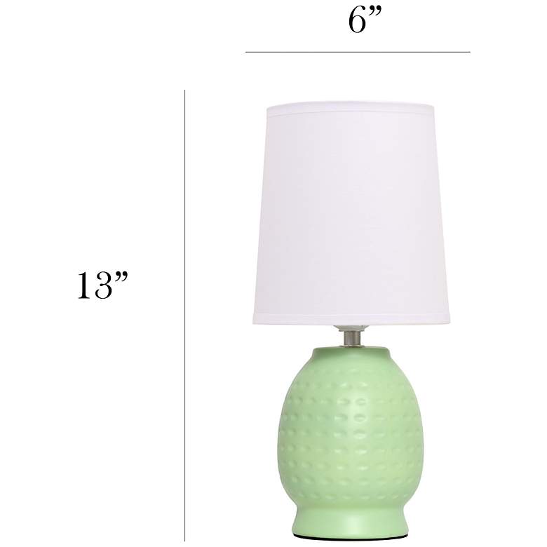 Image 5 Simple Designs 12.5" Chic Glow Petite Dimpled Ceramic Tble Lamp, Lime Green more views